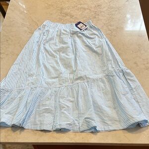 NWT Addison Bay Light Blue Striped A-Line Skirt size L